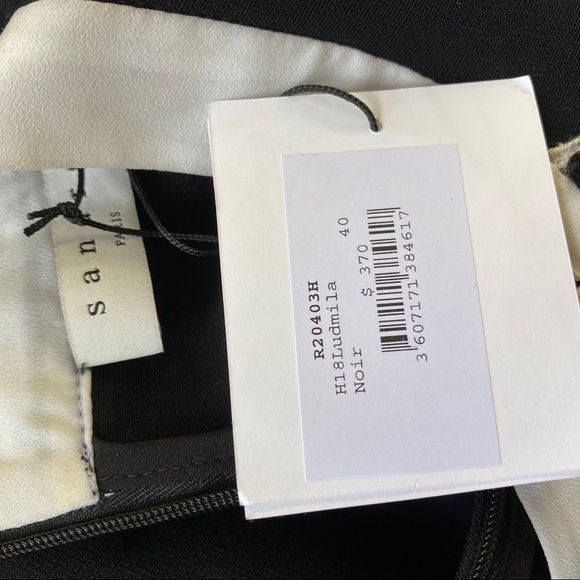 Sandro Noir Contrast Collar Embroidered Bob Dress - Picture 12 of 15